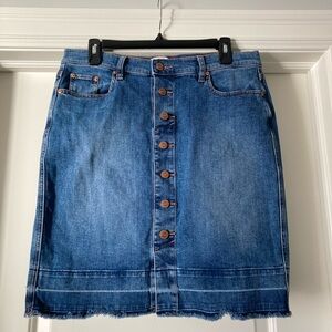 LOFT Blue Denim Skirt with Button Detail